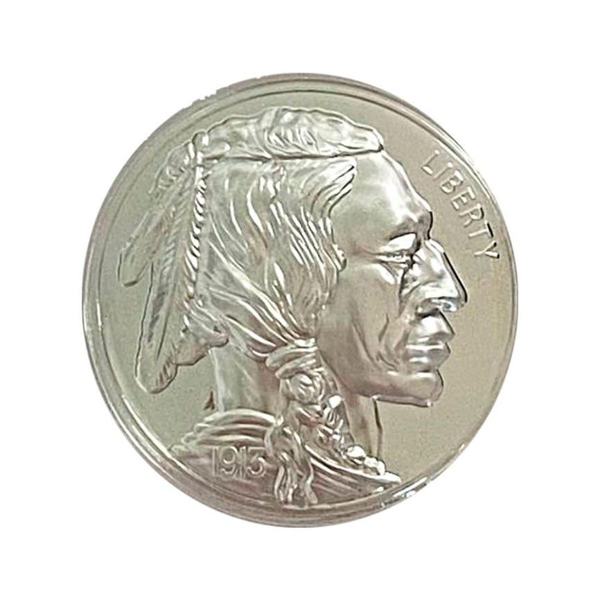 Раунд США Индеец, выпуклая - серебро 1 унция фото 1