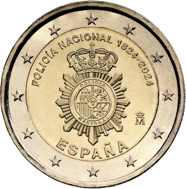 2 евро Испания 2024 - Национальный полицейский корпус фото 1