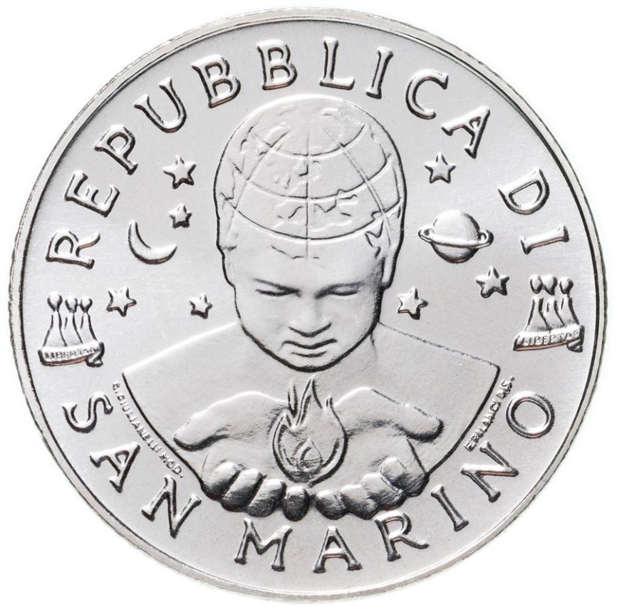 Сан-Марино 5000 лир 2000 - Мир (птицы на фоне глобуса в ветвях) фото 2