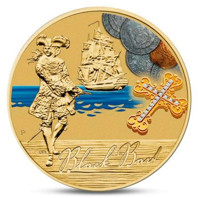 Пират Черный Барт (блистер) - Тувалу, 1 доллар, 2011 год фото 1