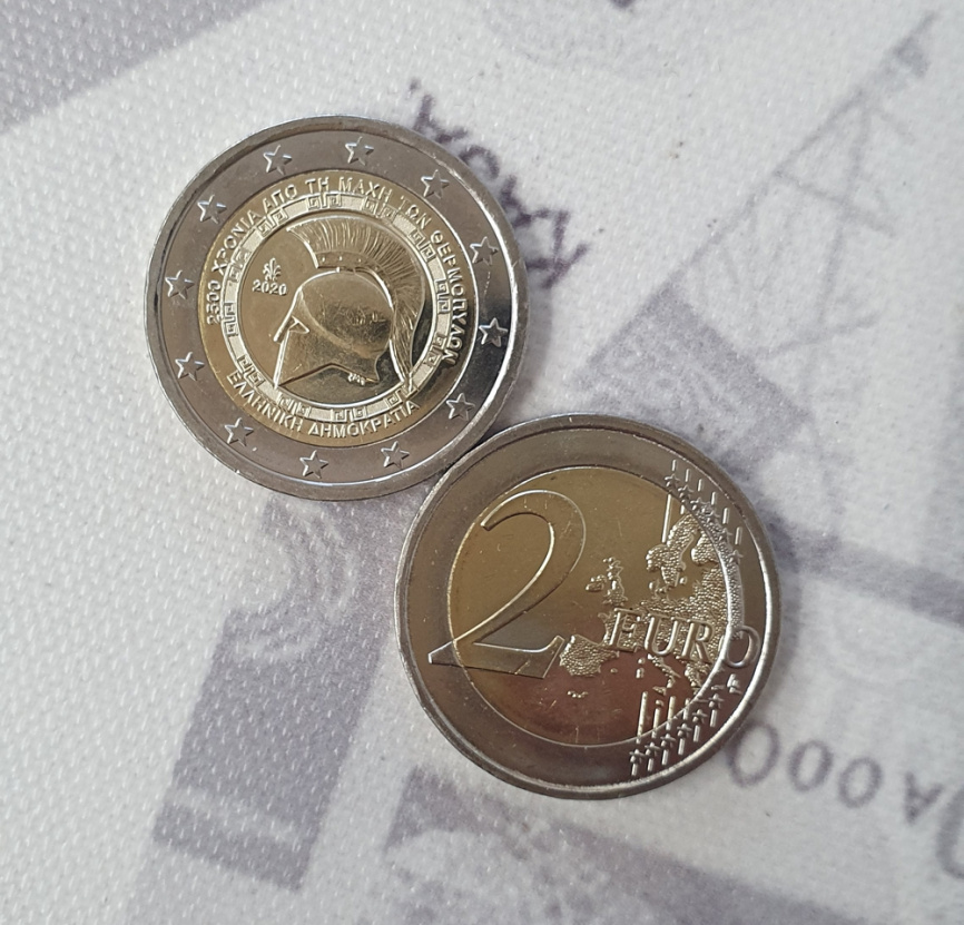 2 евро Греция 2020 - 2500 лет битвы при Фермопилах фото 3
