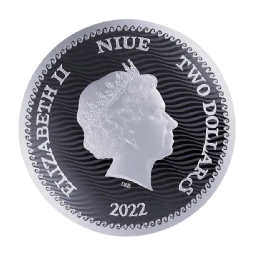 Пират Калико Джек, серия «Веселый Роджер» - о.Ниуэ, 2 доллара, 2022 год фото 2