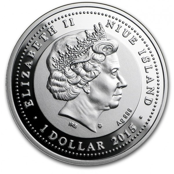 Волк (WOLF) серия "Символы природы" - о.Ниуэ, серебро, 2015 год фото 2