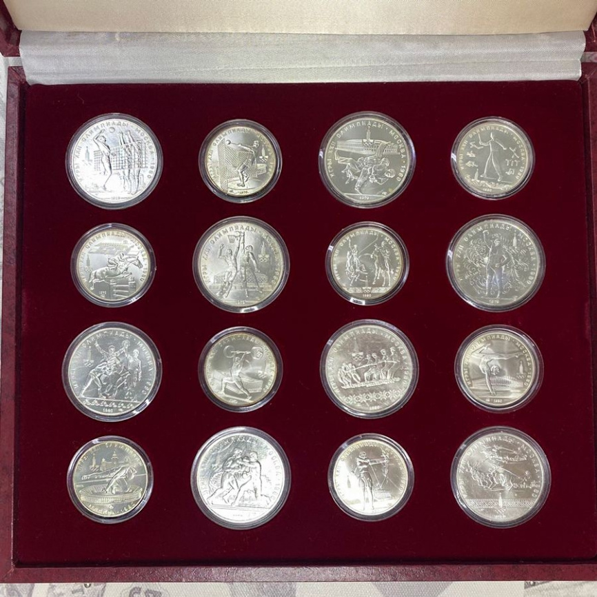 Набор монет СССР "Летние Олимпийские игры 1980" 5 и 10 рублей (28 монет) фото 3