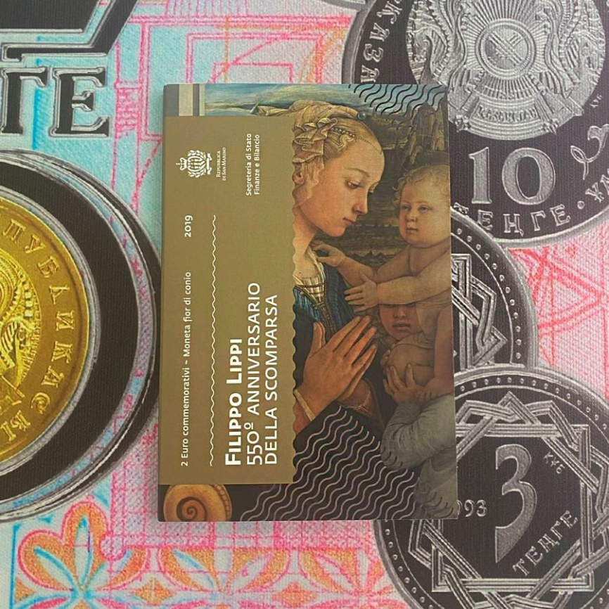 2 евро Сан-Марино 2019 (в блистере) - 550 лет со дня смерти Филиппо Липпи фото 5
