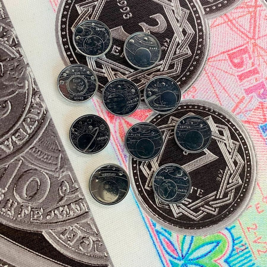 Набор "Планеты Солнечной системы" - Турция, 1 куруш, 2022 год (алюминий) фото 2