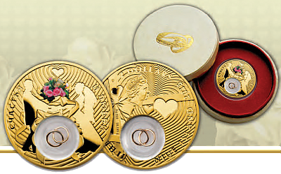 Свадебная монета с позолоченными кольцами - о. Ниуэ фото 3