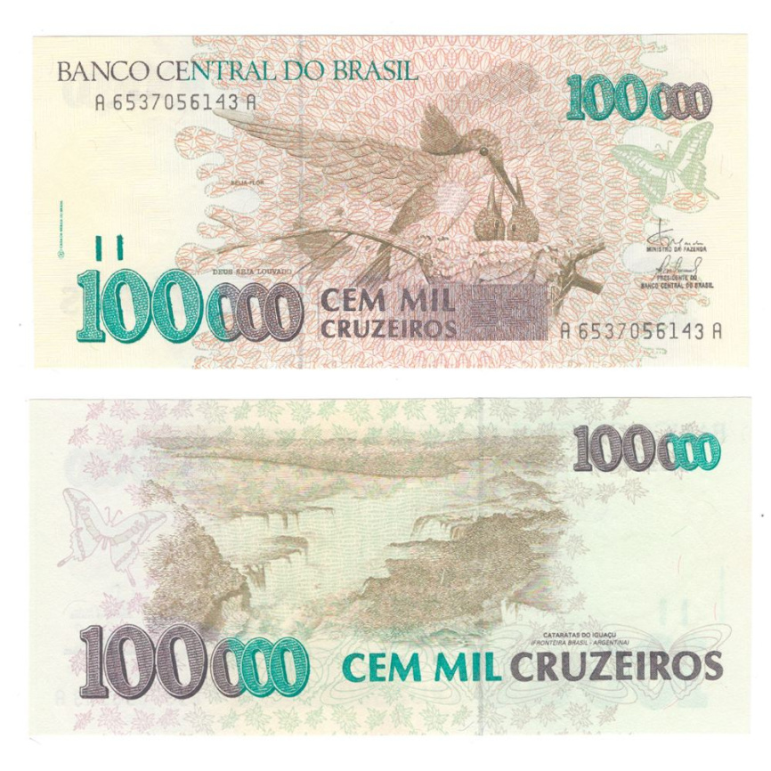 Бразилия 100000 крузейро 1990 год фото 1