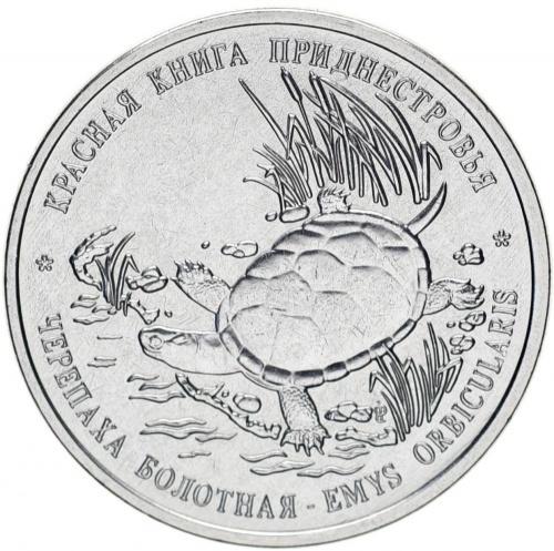 Черепаха болотная, Красная книга - 1 рубль, Приднестровье, 2018 год фото 1