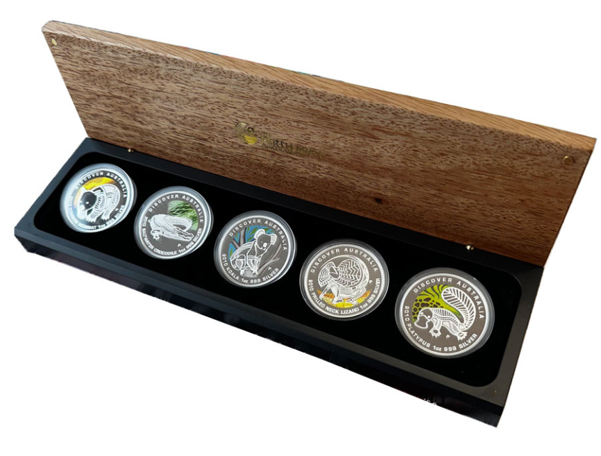 Набор монет 1oz "Открывая Австралию" 2010 год 5шт - серебро фото 1