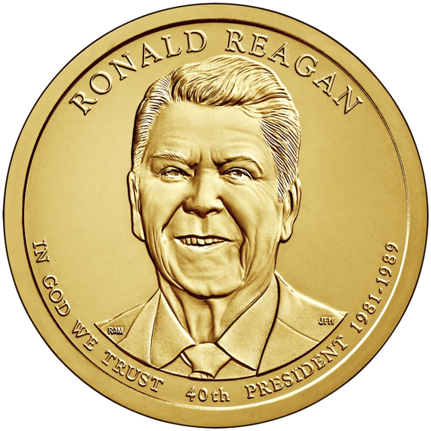 №40 Рональд Рейган 1 доллар США 2016 год фото 1