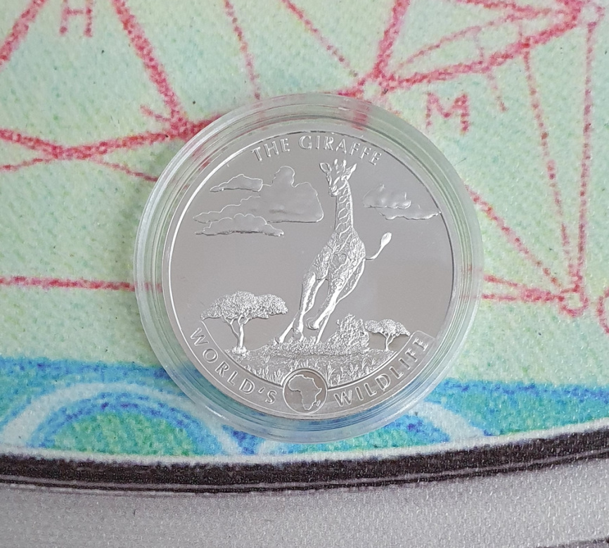 Жираф, Мир дикой природы - 20 франков, Республика Конго, 2019 год фото 3