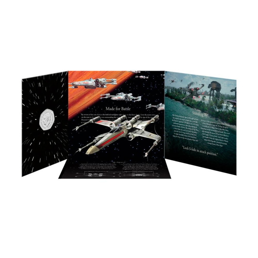 Звёздный истребитель X-wing (Х-крыл) "Звездные войны" (блистер) - Англия, 50 пенсов, 2024 год фото 2