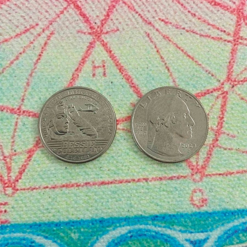 Бесси Колман, серия Женщины Америки - 25 центов, США, 2023 год фото 3