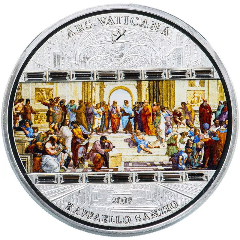 Афинская школа (Рафаэль Санти), Шедевры искусства - о.Кука, 3oz, 2008 фото 1