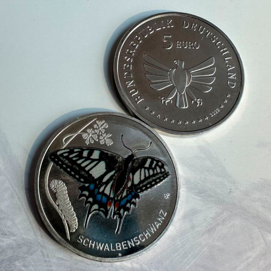 5 евро Германия 2023 - Бабочка Махаон фото 3