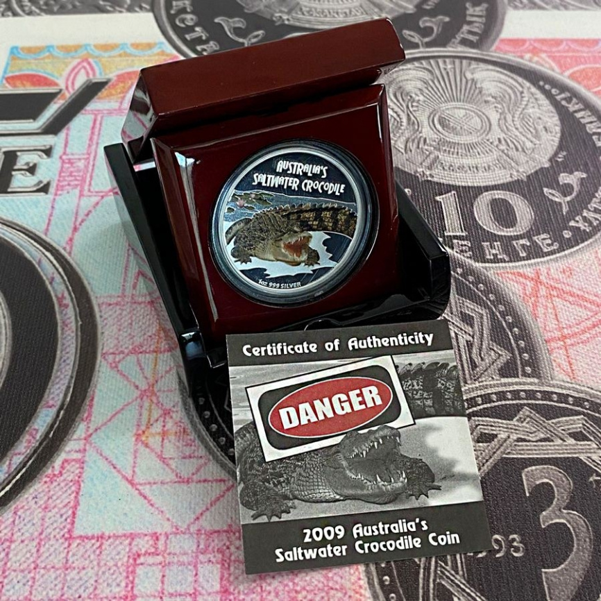 Морской крокодил, серия DANGER - Тувалу, 2009 год, 1oz фото 3